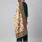 Women Cotton Blend Green Kurta set