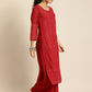 Women Red Ethnic Motifs Chikankari Kurta with Palazzos