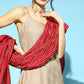 Beige Kurta set with Red Dupatta