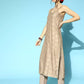 Beige Kurta set with Red Dupatta