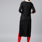 Black Embroidered Straight Kurta