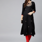 Black Embroidered Straight Kurta