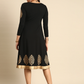 Black Floral Fit & Flare Knitted Dress