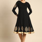 Black Floral Fit & Flare Knitted Dress