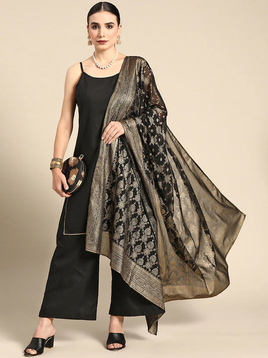 Black Poly Georgette Kurta set