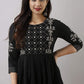 Black Rayon Embroidered Top