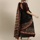 Black & Cream Block Print Saree
