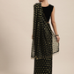 Black + Gold Pattern Pure Georgette Woven Saree