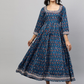 Blue Ethnic Motifs Ethnic Maxi Dress