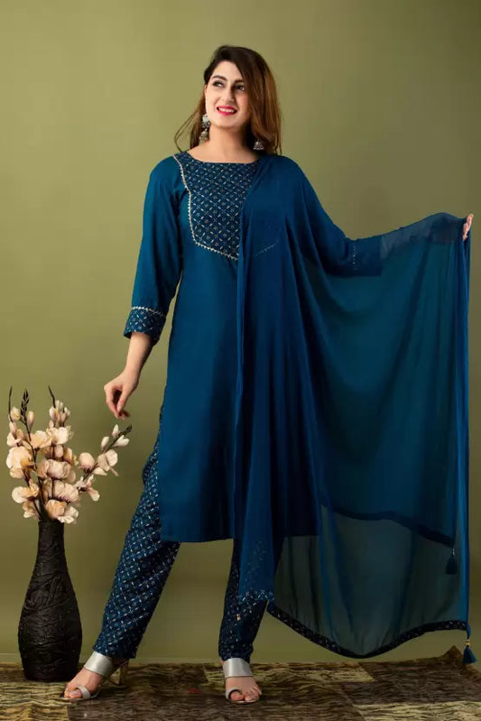Blue Rayon Kurta set