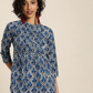 Blue & Off-White Hand Block Print A-Line Top