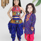 Kids Blue Embroidered Top with Dhoti Pants