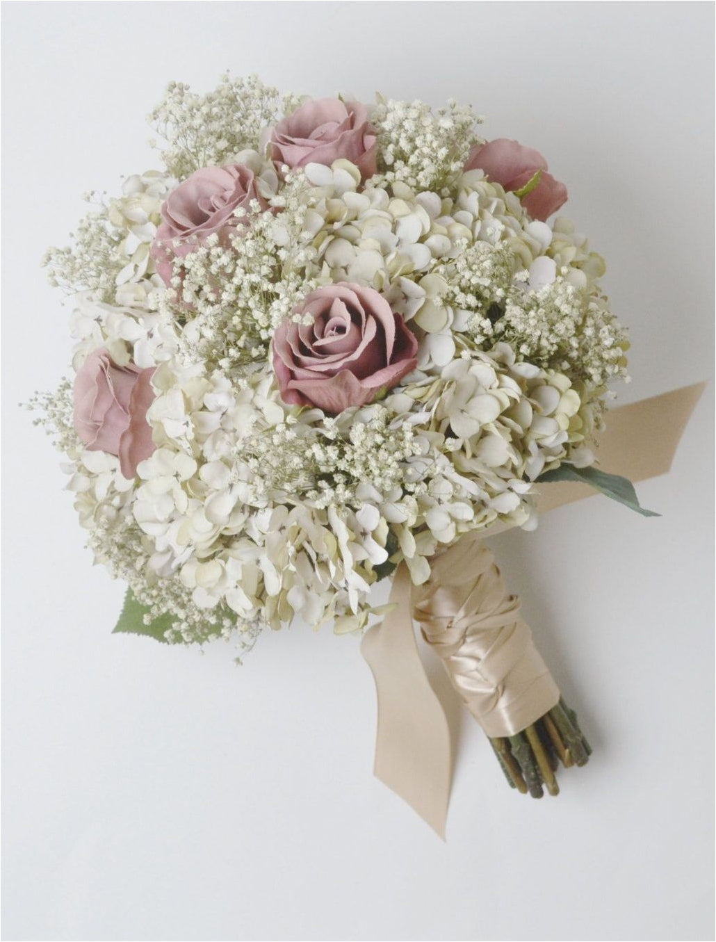 Kenya Roses + Baby's Breath Bridal Bouquet. | Amy's Cart Singapore