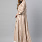 Brown Floral Embroidered Maxi Dress