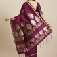 Burgundy & Golden Banarasi Saree