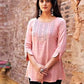 Casual Embroidered Ethnic Pink Top