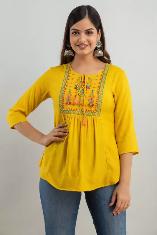 Casual Regular Sleeves Embroidered Women Top