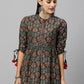 Casual Regular Sleeves Floral Print Grey Top