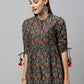Casual Regular Sleeves Floral Print Grey Top
