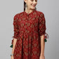 Casual Regular Sleeves Floral Print Women Maroon Top