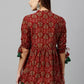Casual Regular Sleeves Floral Print Women Maroon Top