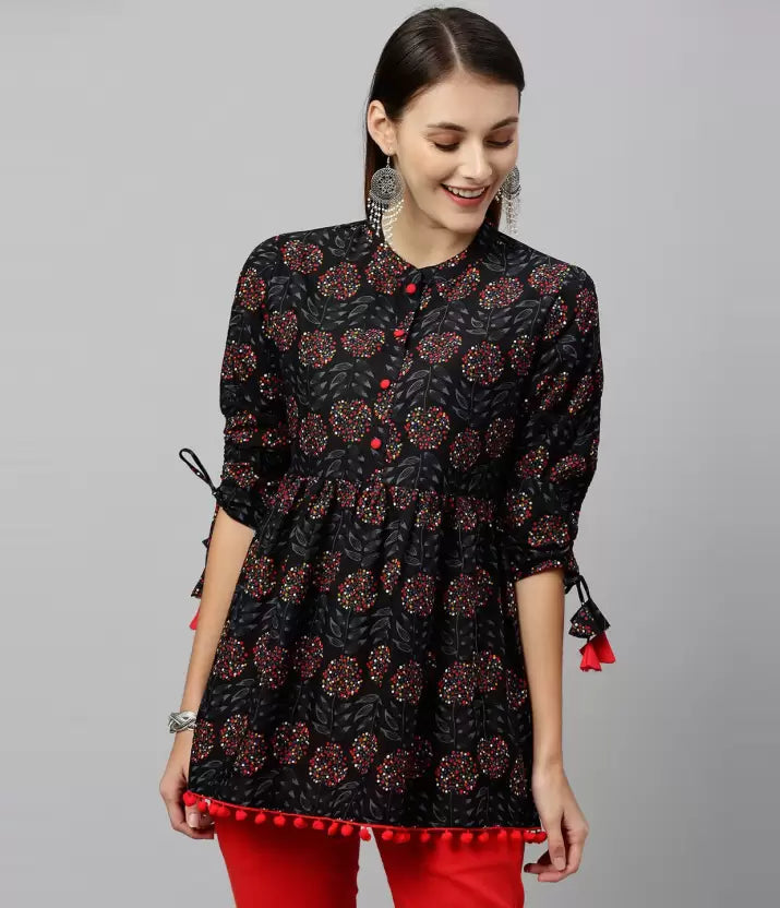 Casual Regular Sleeves Floral Print Women Multicolor Top