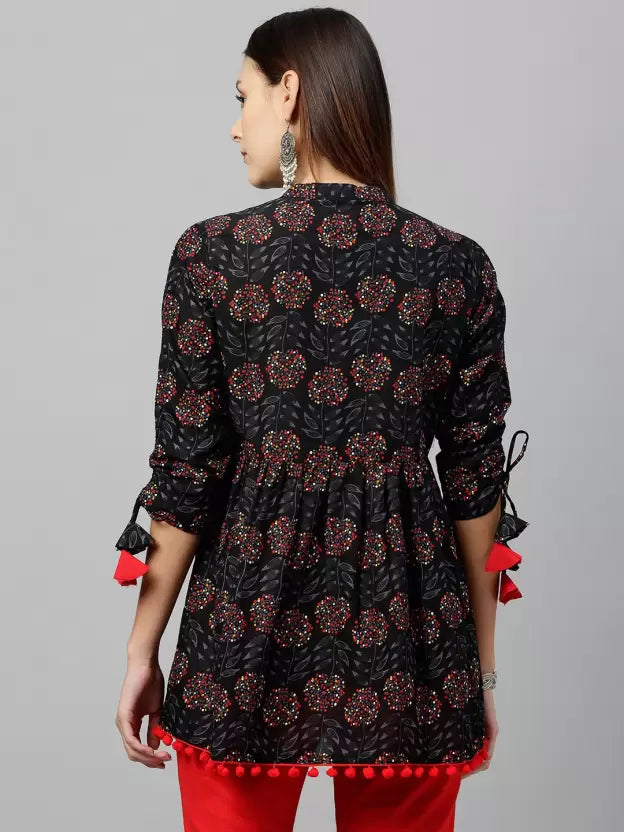 Casual Regular Sleeves Floral Print Women Multicolor Top