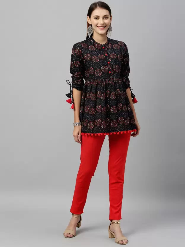 Casual Regular Sleeves Floral Print Women Multicolor Top