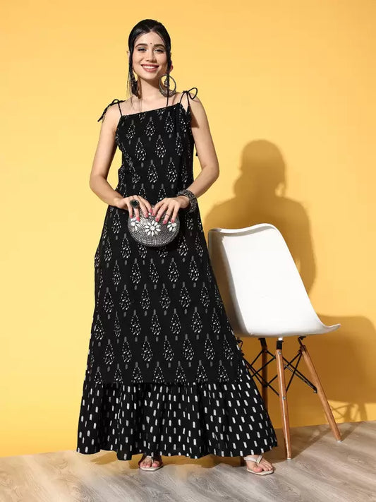 Cotton Black Kurta Sharara set