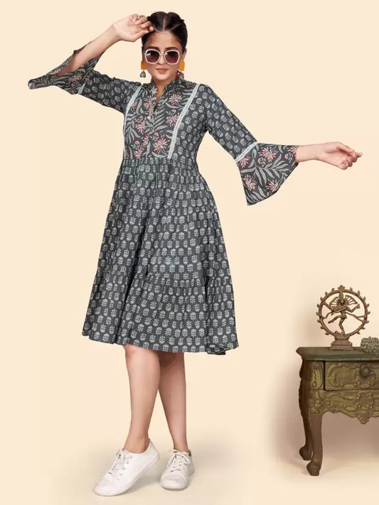 Cotton Grey Flare Dress