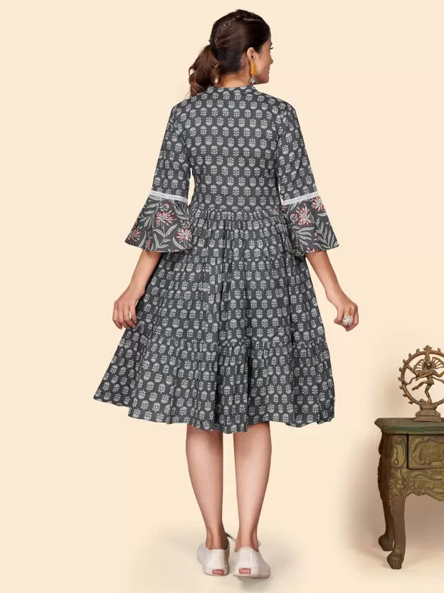 Cotton Grey Flare Dress