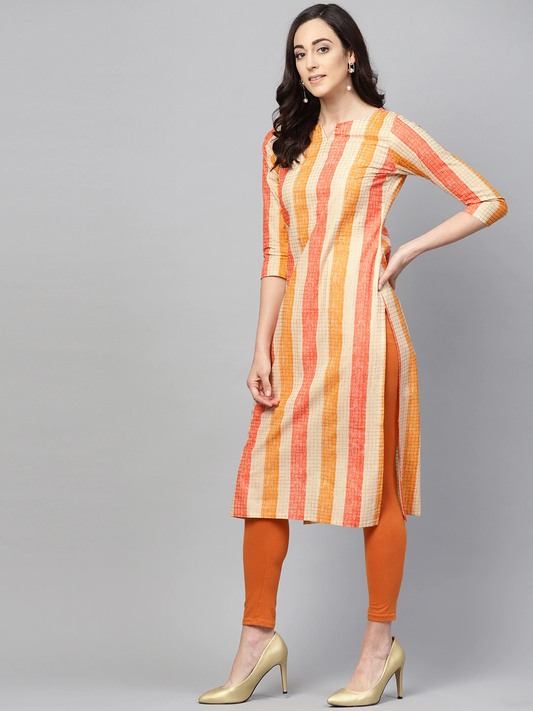 Women Equal Striped Straight Kurta