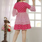 Casual Regular Sleeves Printed Women Pink Baby Doll Top/ Dress