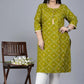 Women Viscose Rayon Green Kurta and Pant Set