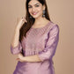 Women Art Silk Lavender Kurta and Pant Set
