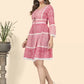 Women Pink Printed Pure Cotton Flared Dress