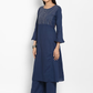 Women Blue & Embroidered Kurta with Palazzos & Dupatta