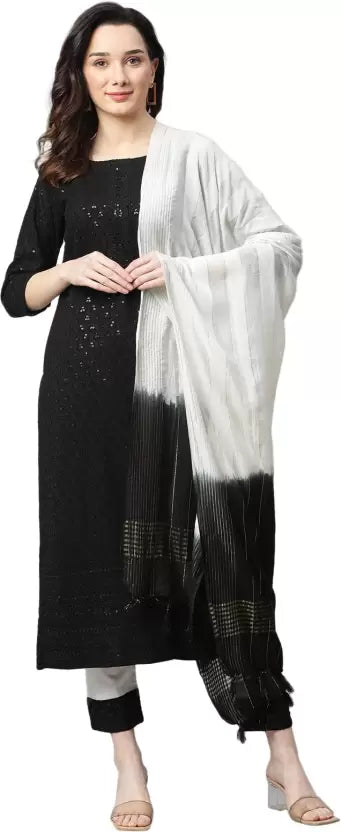 Women's Embroidered Kurta, Salwar & Dupatta Set