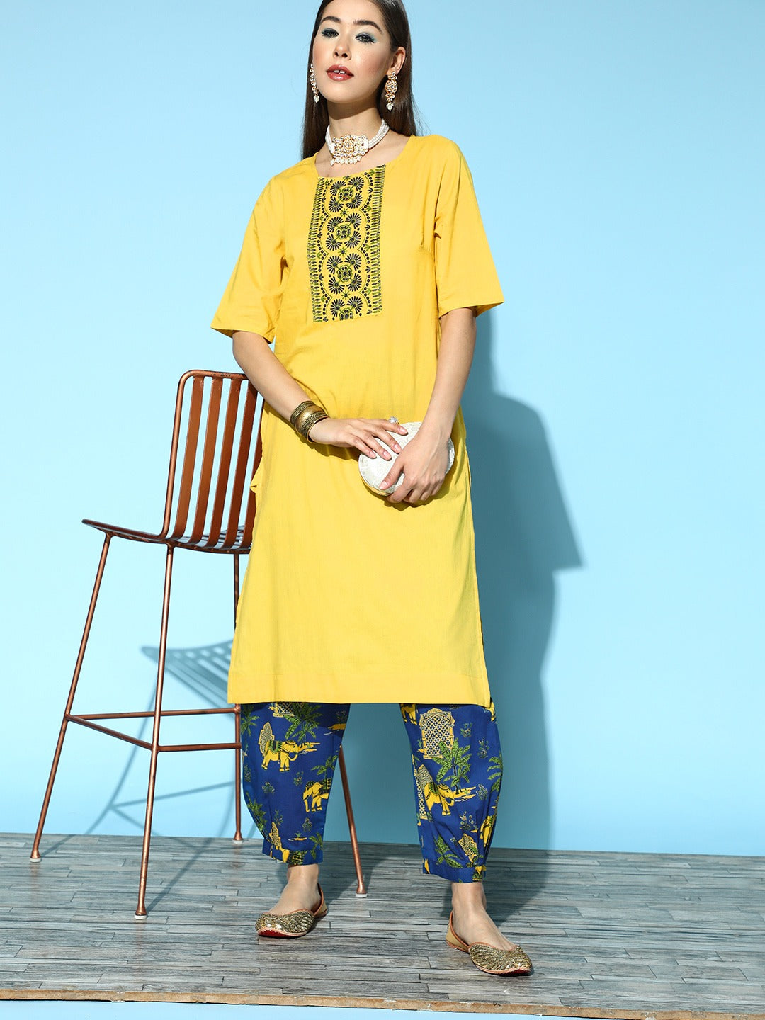 Ethnic Motifs Pure Cotton Kurta Set