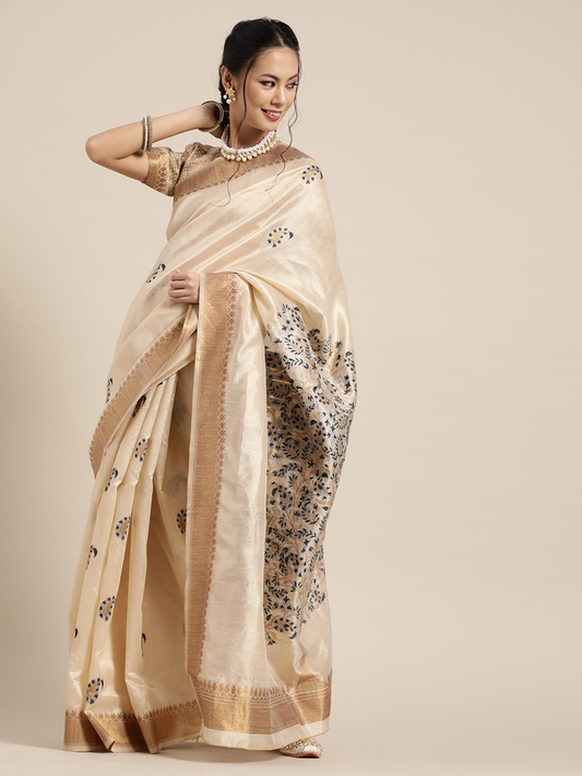 Ethnic Motifs Silk Blend Saree