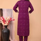 Women Maroon Viscose Rayon Embroidered Kurta and Pant Set