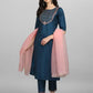 Women Art Silk Green Kurta Pant And Dupatta Set