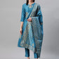 Women Blue Poly Silk Kurta, Pyjama & Dupatta Set