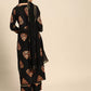 Women Viscose Rayon Black Floral print Kurta, Pant And Dupatta Set