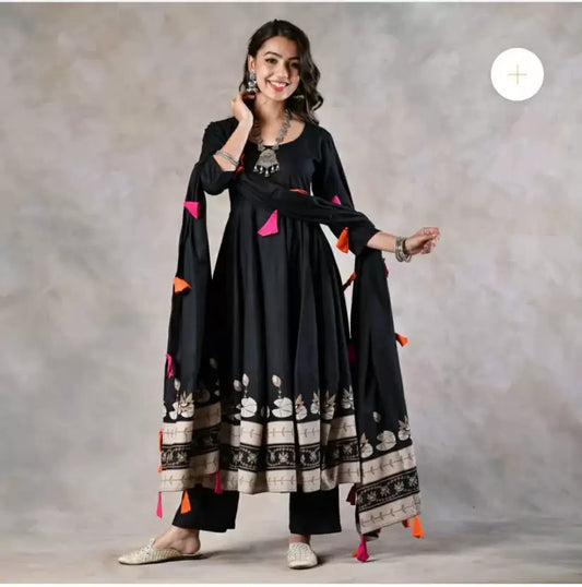 Floral Print Kurta Salwar & Dupatta Set