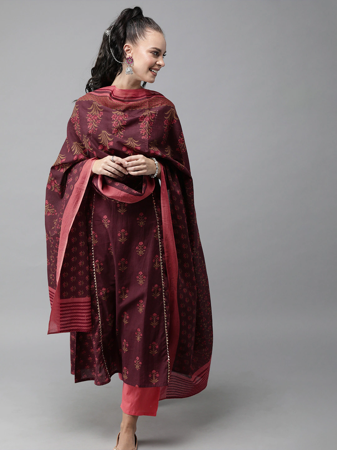 Women's Floral Print Cotton Kurta Set