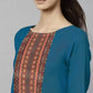 Women Blue Cotton Blend Kurta, Pant And Colorful Dupatta Set
