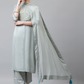 Women Floral Embroidered Sequined Kurta with Palazzos & Dupatta