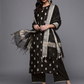 Women Black Embroidered Sequinned Liva Kurta with Palazzos & With Dupatta