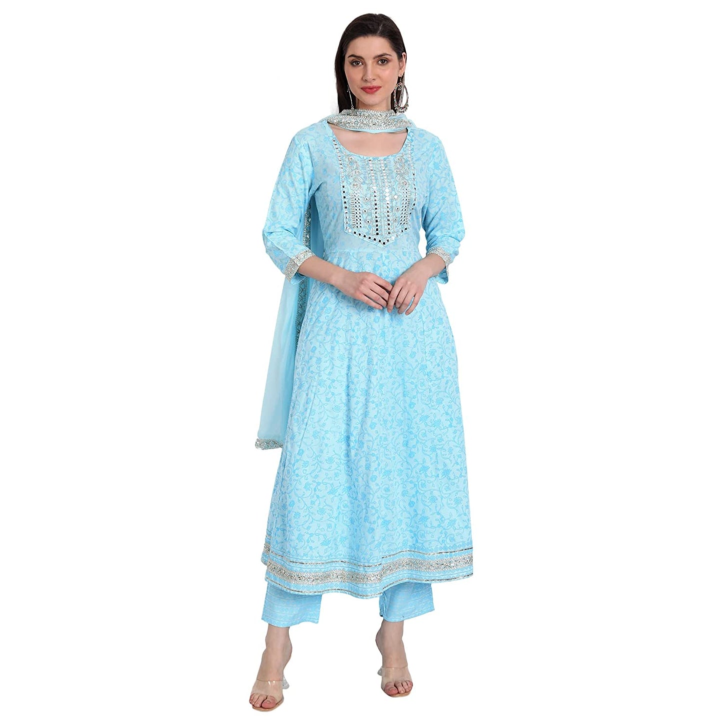 Women Sky Blue Anarkali Kurta set